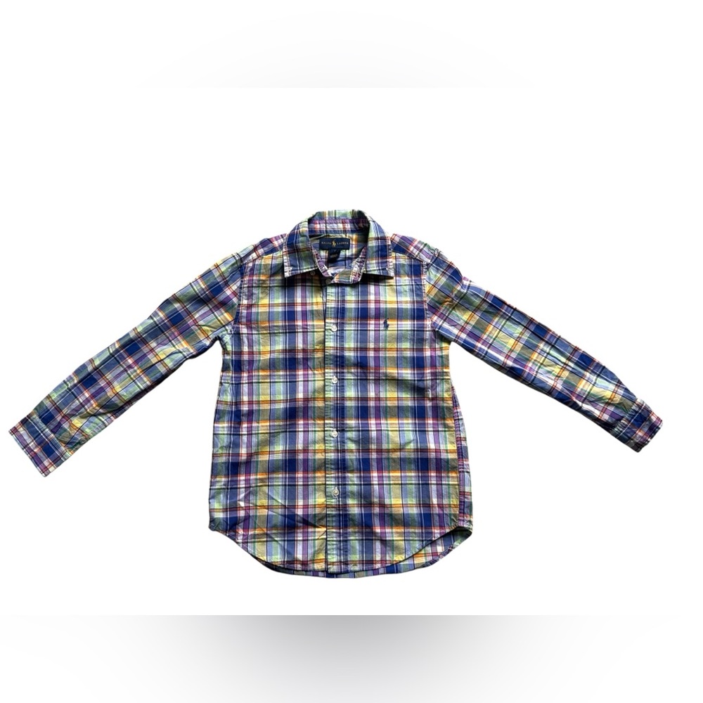 Ralph Lauren Plaid Button Down Shirt Boys 7 Cotton Lightweight Preppy